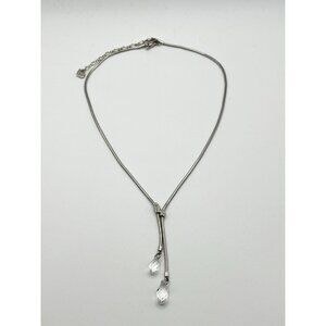 Swarovski Silver-Tone Adjustable Necklace With Crystal Drop Pendants